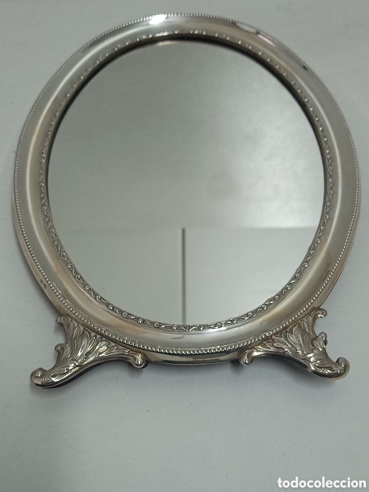 Antiquit&eacute;s: MARCO OVALADO ESPEJO - PLATA CONTRASTADA - 28 X 21 CM.