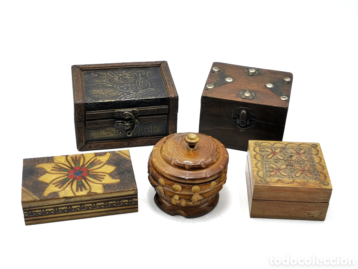 Antiquit&eacute;s: CONJUNTO DE CAJITAS DE MADERA DIFERENTES DISE&Ntilde;OS