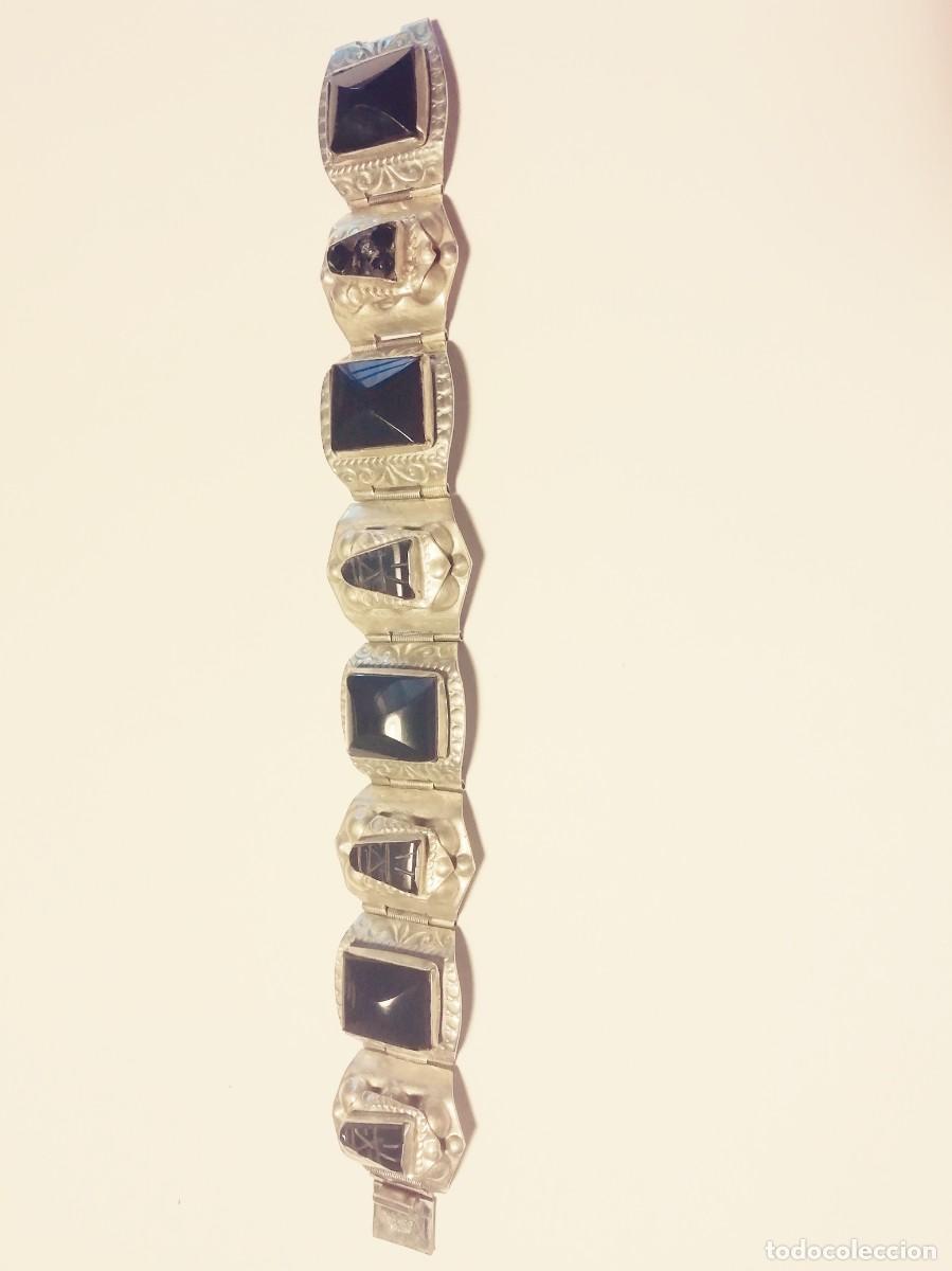 Antig&uuml;edades: Brazalete Plata y &oacute;nix Mexico Taxco