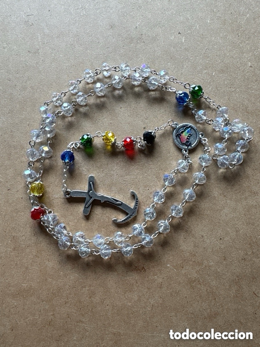 Antiques: Rosario cristal de roca de colores Strass A&ntilde;o Santo 2025 (A22)