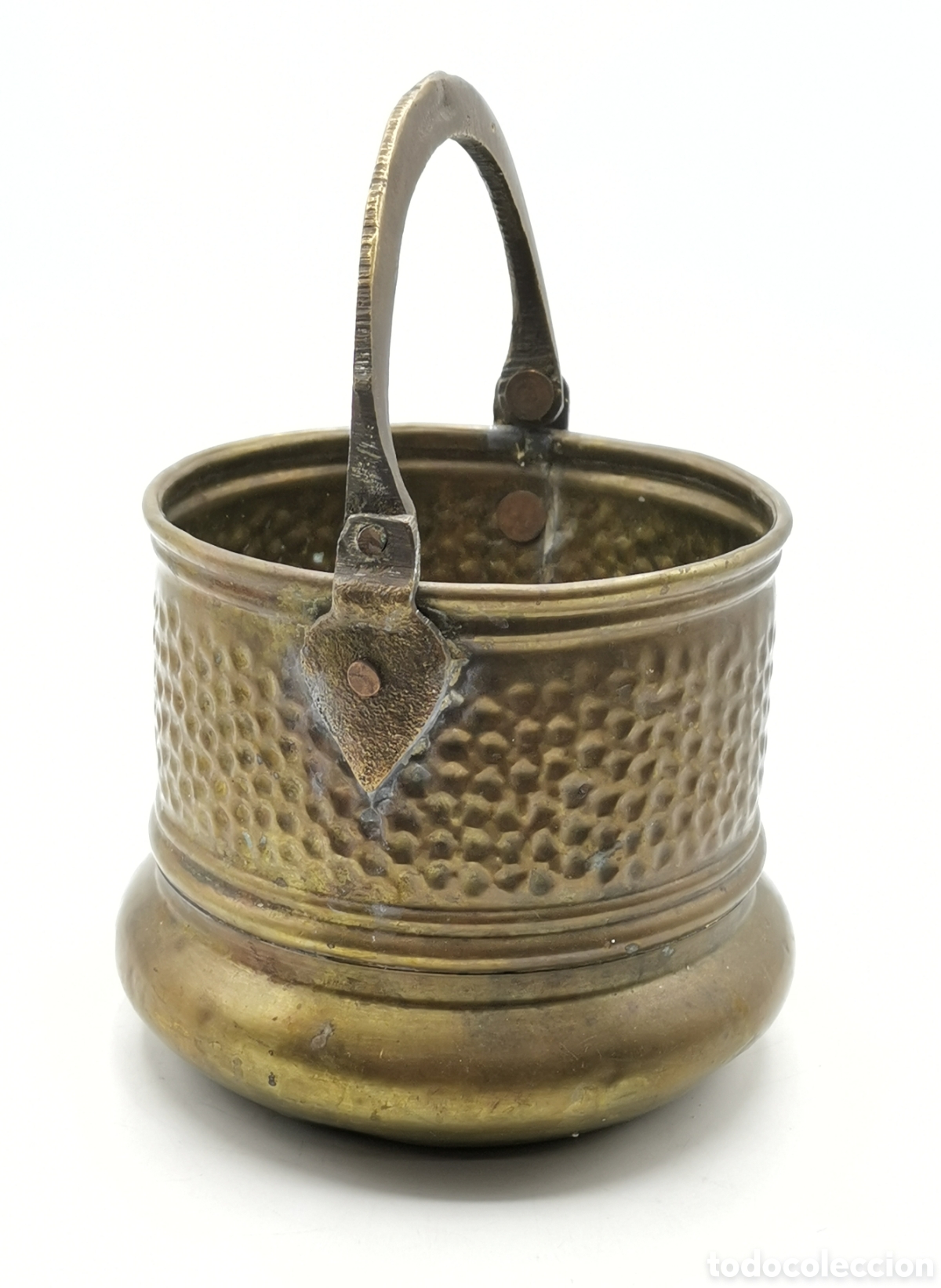 Antiques: CALDERO ANTIGUO DE BRONCE MARTILLEADO CON ASA