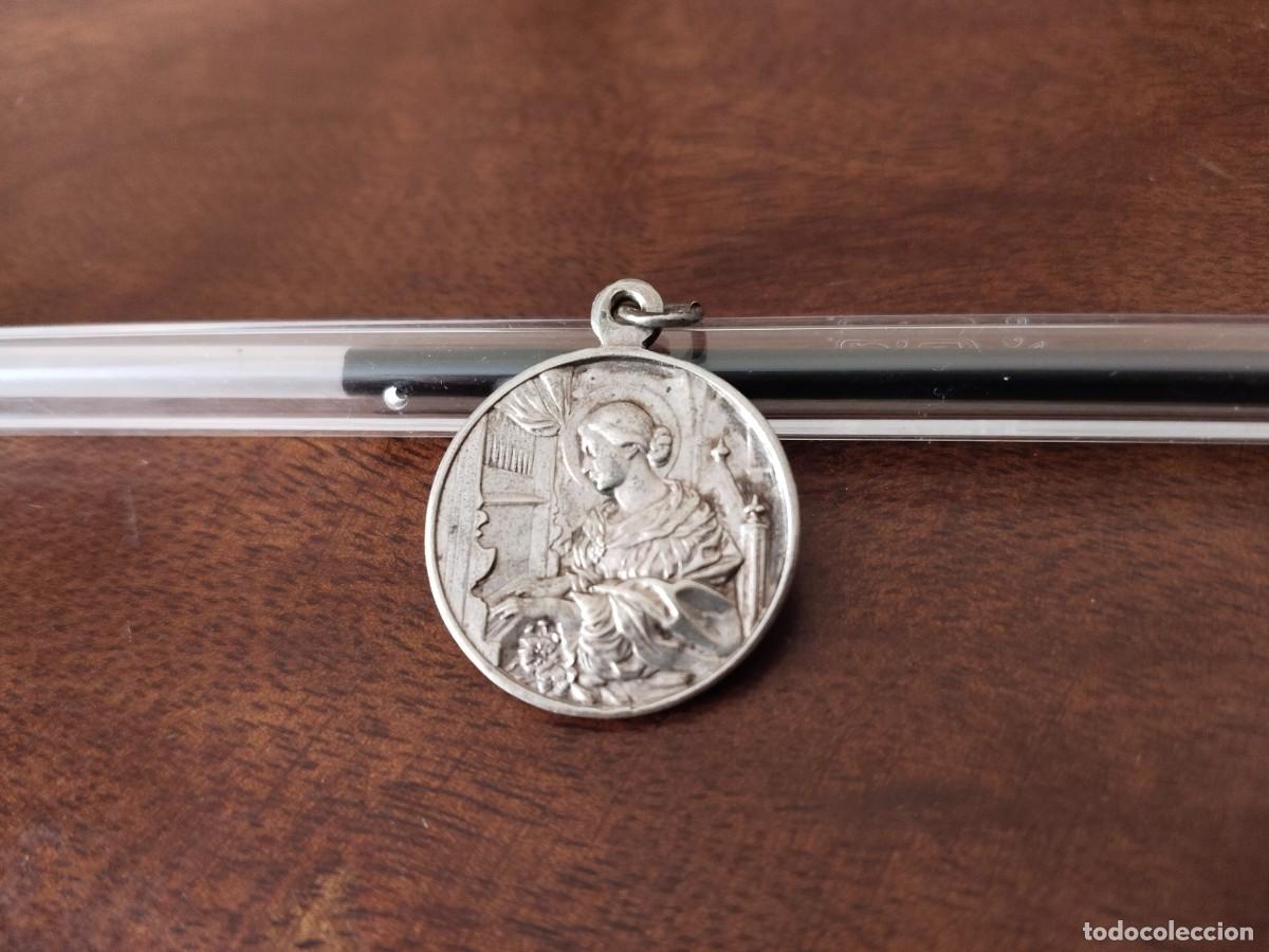 Antiques: Medalla Santa Cecilia, Patrona de la M&uacute;sica y Pap&aacute; P&iacute;o XI. Original a&ntilde;os 30.