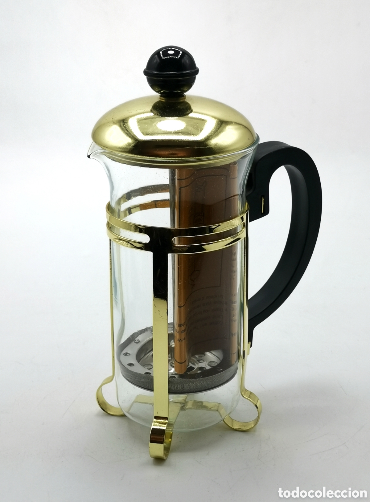 Antiquit&auml;ten: CAFETERA DE PRENSA FRANCESA CON JARRA DE CRISTAL Y &Eacute;MBOLO MET&Aacute;LICO