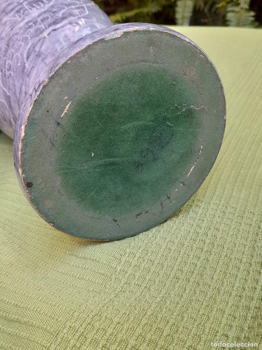 Antig&uuml;edades: JARRON EN ONIX. GRABADO DE GARZAS. 30 cm. - Foto 6
