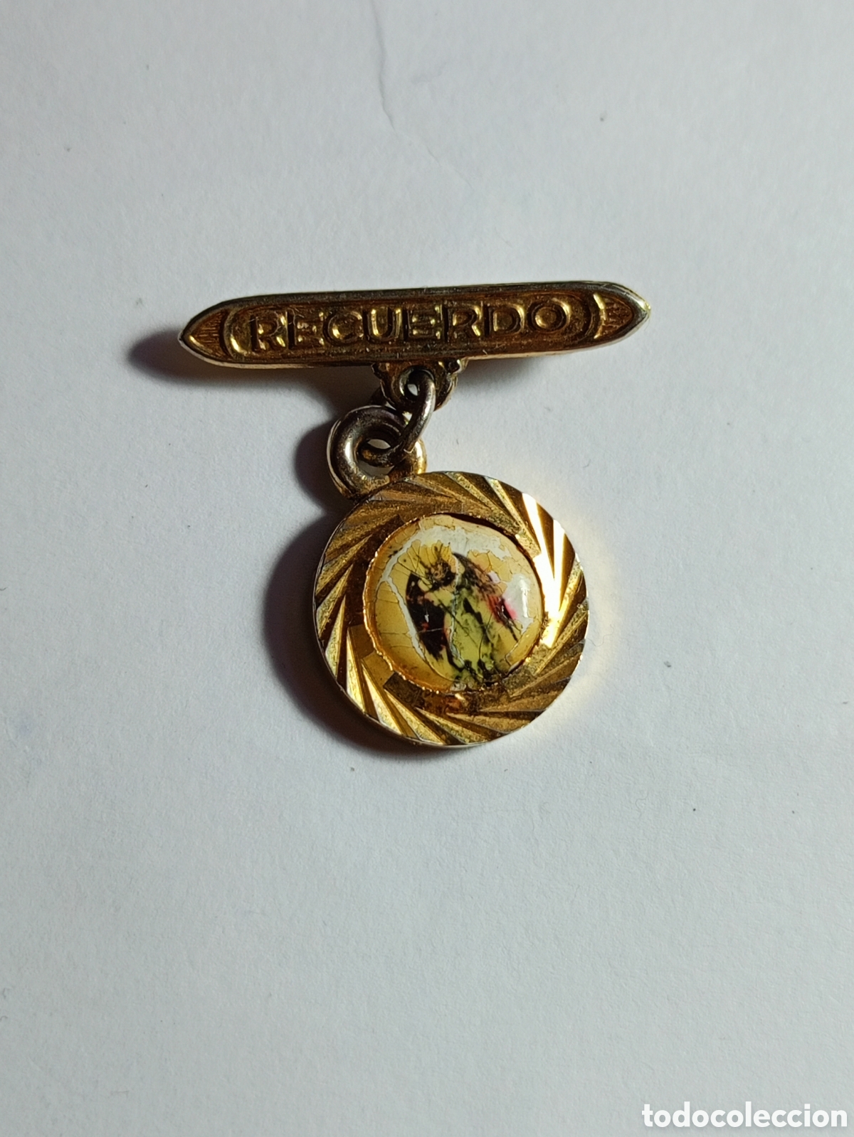 Antiquit&eacute;s: Antiguo Broche medalla religiosa recuerdo rara dif&iacute;cil a&ntilde;os 50