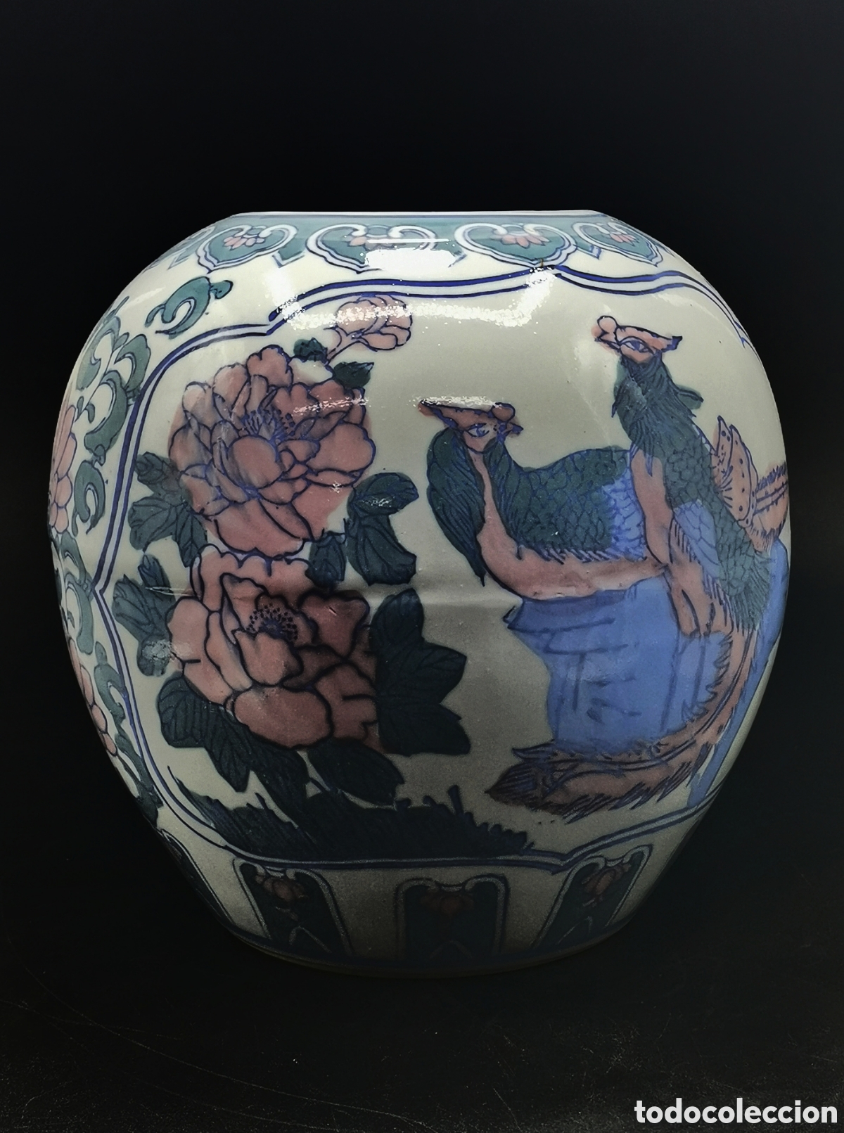 Antiques: BONITO JARR&Oacute;N ANTIGUO DE CER&Aacute;MICA ORIENTAL CON MOTIVOS FLORALES Y AVES