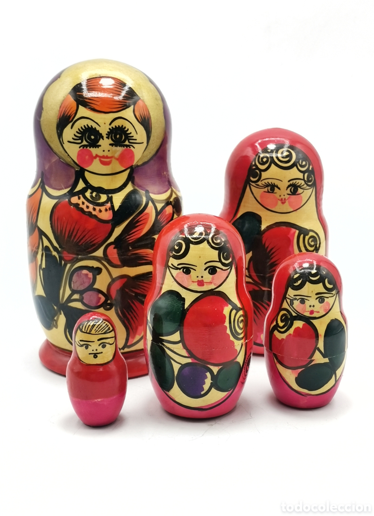 Antiguidades: MU&Ntilde;ECA MATRIOSKA RUSA TRADICIONAL DE MADERA PINTADAS A MANO