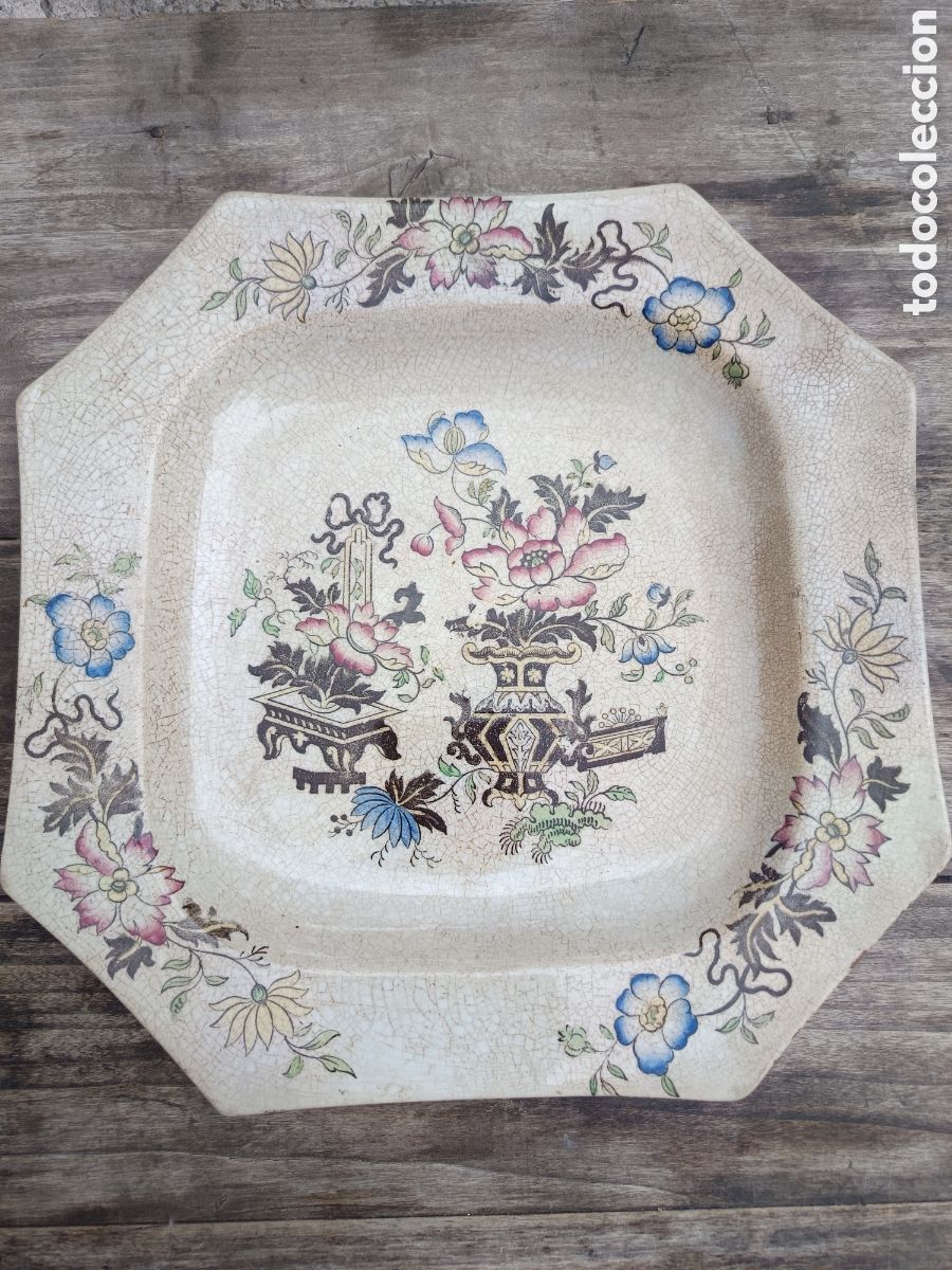 Antig&uuml;edades: Antiguo plato decoraci&oacute;n estilo oriental Pickman Sevilla sello inciso 30