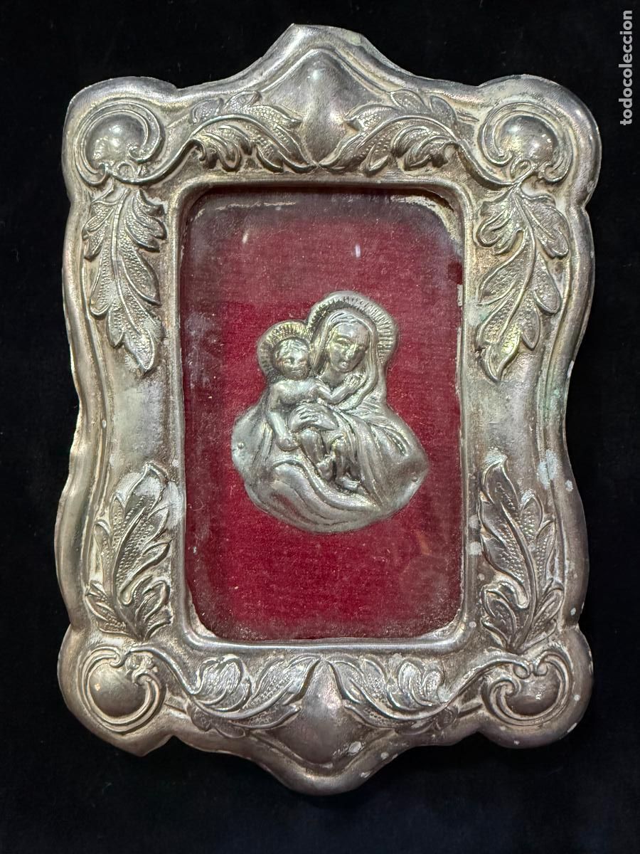 Antig&uuml;edades: RELICARIO DE ORFEBRERIA CON RELIEVE DE LA VIRGEN - MEDIDA 15X10 CM - RELIGIOSO