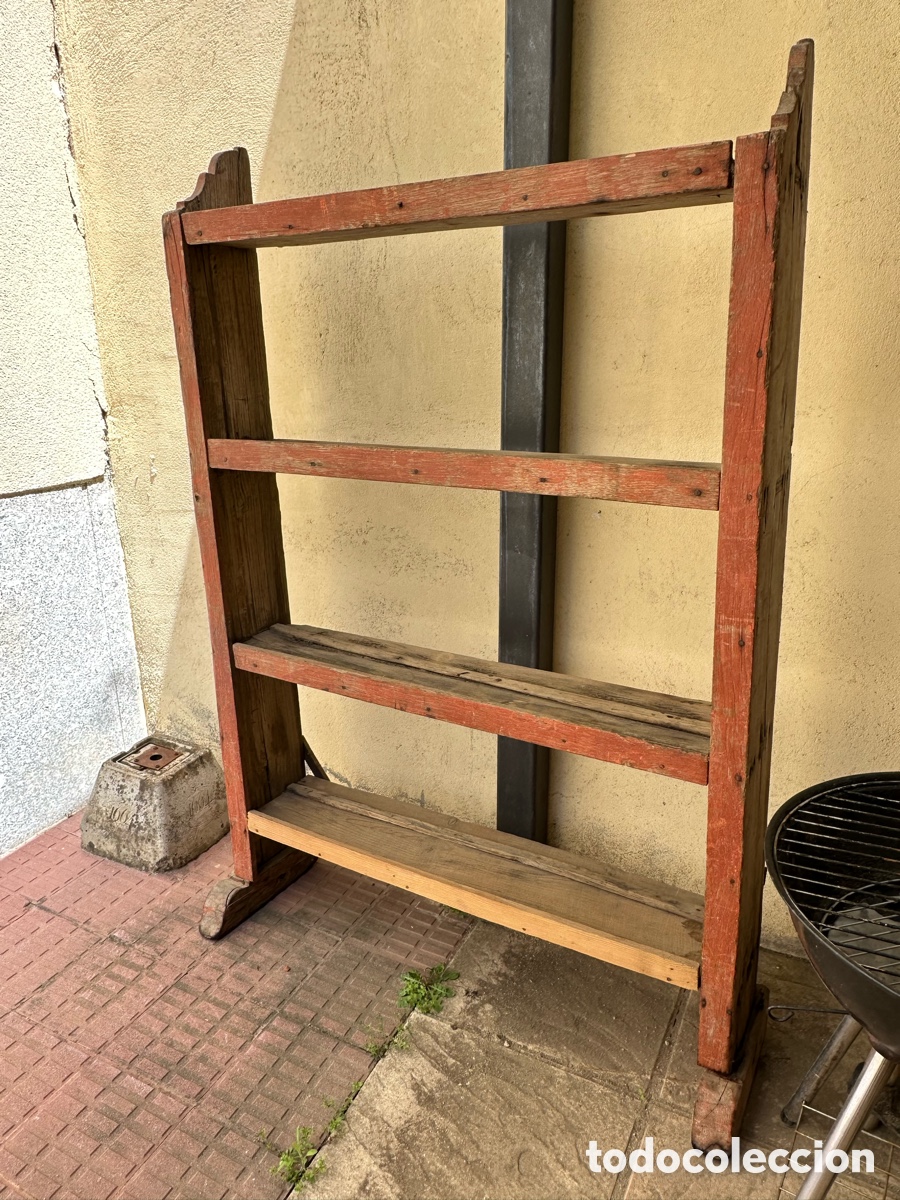 Antig&uuml;edades: Antigua estanter&iacute;a librer&iacute;a de madera - Siglo XIX