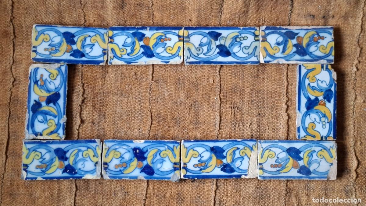 Antig&uuml;edades: Cenefa x10 azulejos Talavera de la Reina S. XVII