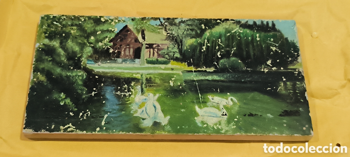 Antiques: ANTIGUO AZULEJO CON PINTURA IMPRESIONISTA