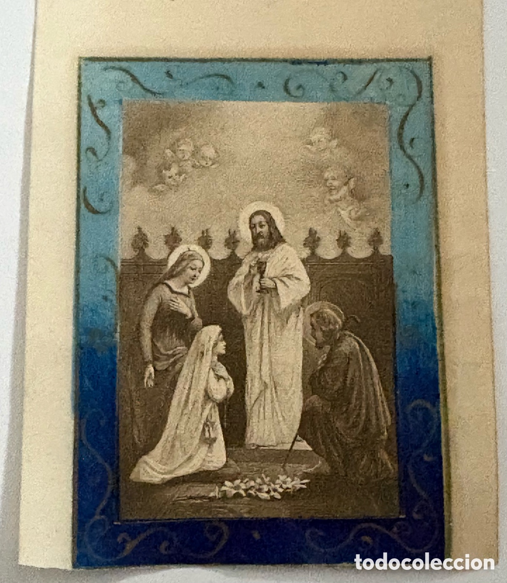 Antiques: ANTIGUA ESTAMPA RELIGIOSA. FRANCESA. A&Ntilde;OS 30. COLOR SEPIA T&Iacute;PICO DE LA &Eacute;POCA.