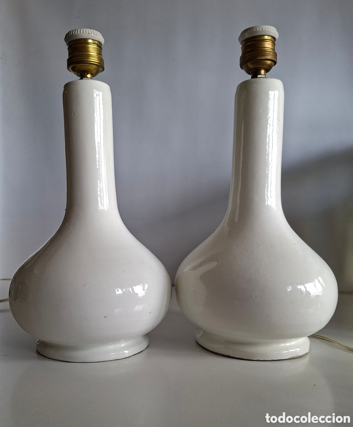 Antig&uuml;edades: PAREJA L&Aacute;MPARAS VINTAGE CER&Aacute;MICA MANISES MID CENTURY