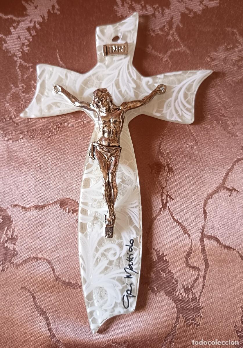 Antiques: HERMOSO CRUCIFIJO DE CRISTAL DE MURANO GAI MATTIOLO. VINTAGE