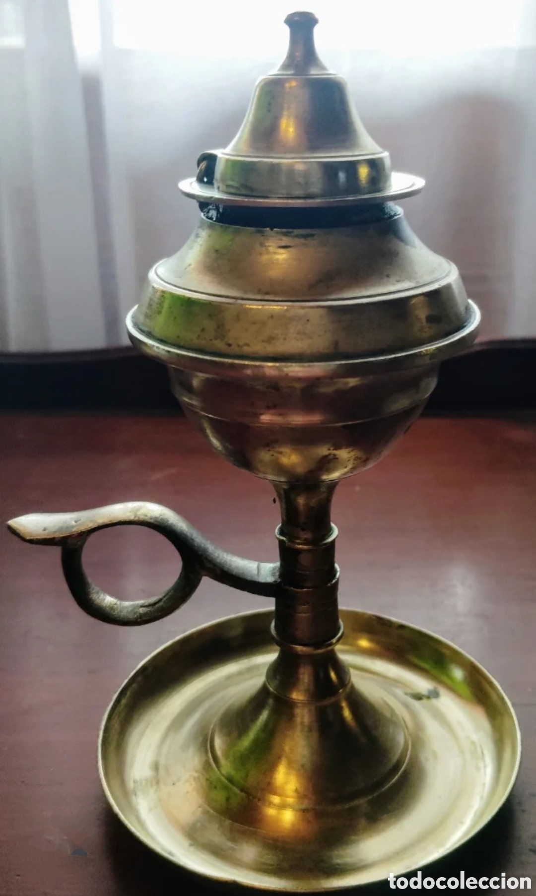 Antiques: Candil o l&aacute;mpara de aceite capuchina de bronce
