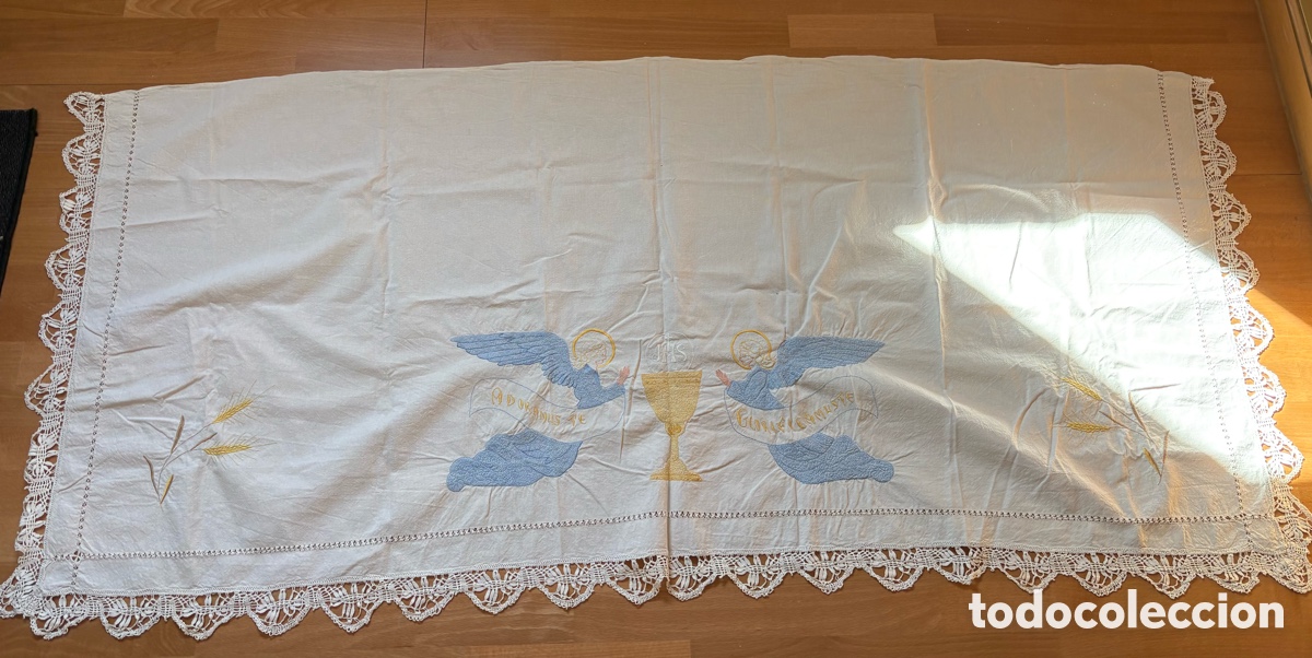 Antiquit&eacute;s: RESERVADOL734A) Pa&ntilde;o de Altar de hilo - Bordado artesanal - 185x87cm