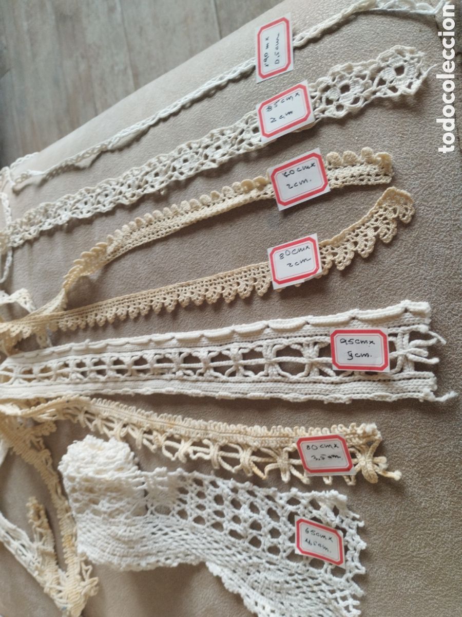 Antig&uuml;edades: *7 ENCAJES DE GANCHILLO MANUAL DISTINTOS. (Rf:P-378/*)