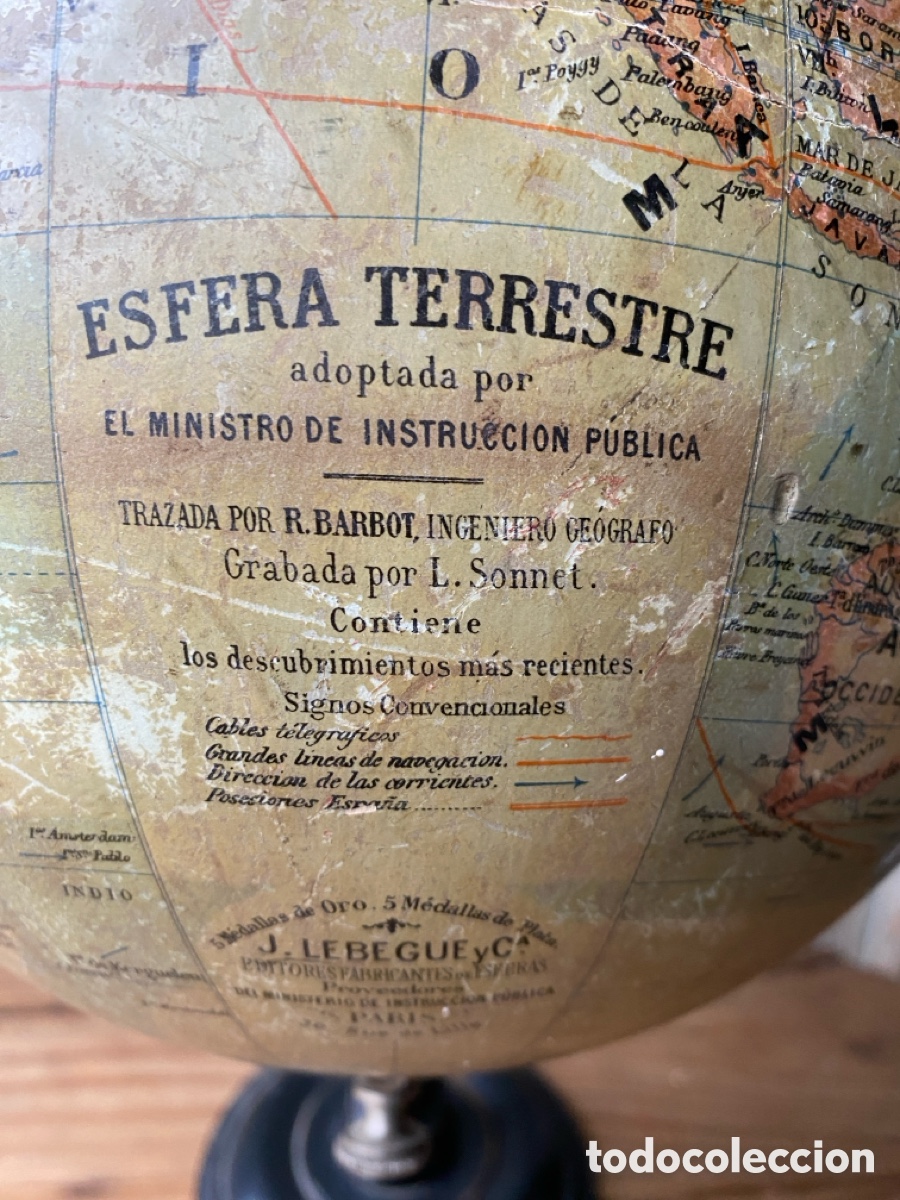 Antig&uuml;edades: Globo terr&aacute;queo Jules Lebegue XIX - Foto 2