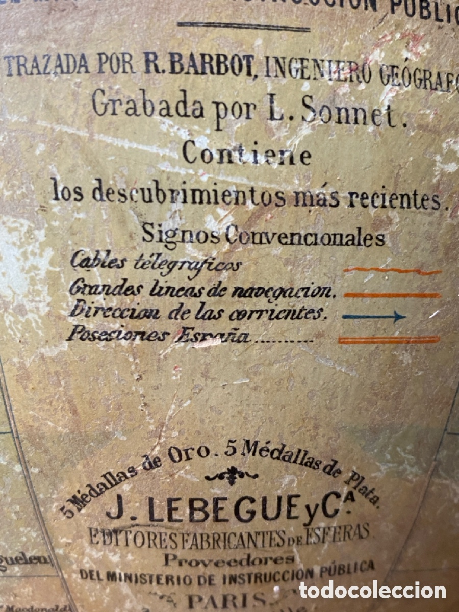 Antig&uuml;edades: Globo terr&aacute;queo Jules Lebegue XIX - Foto 4