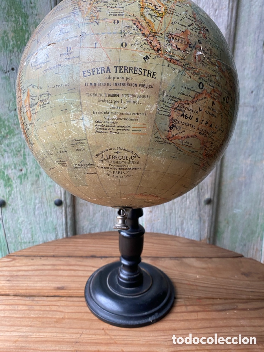 Antig&uuml;edades: Globo terr&aacute;queo Jules Lebegue XIX - Foto 5