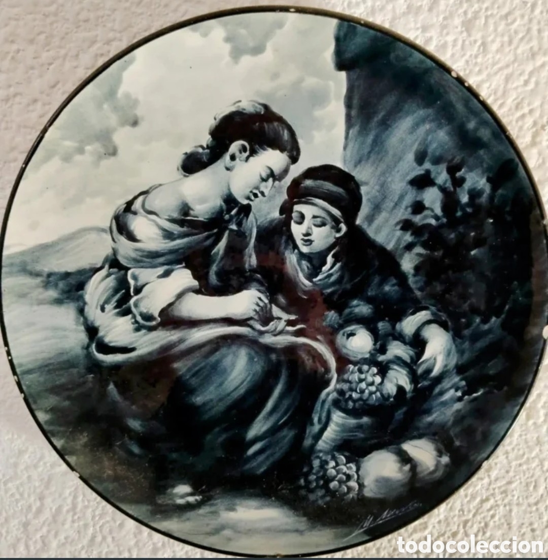 Antig&uuml;edades: Plato de cer&aacute;mica pintado a mano por Marcial Marco Sebasti&aacute;n