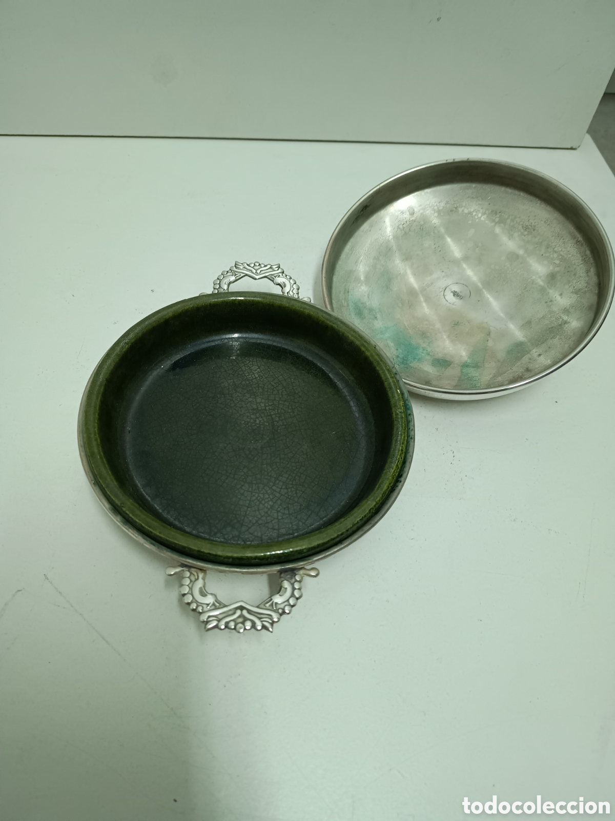Antig&uuml;edades: ANGULERA DE ALPACA CON PLATO DE BARRO - Foto 6