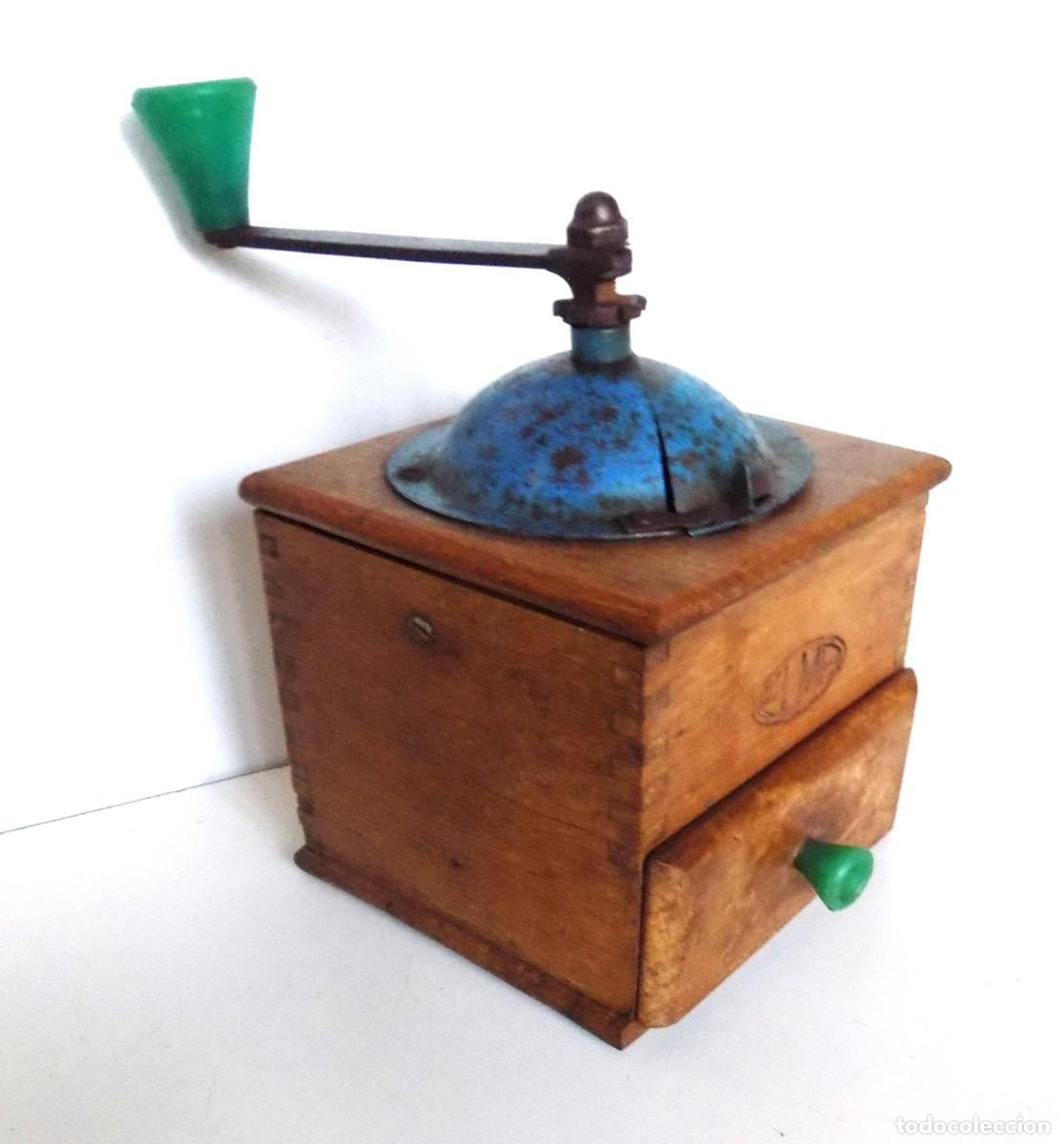 Antiques: MOLINILLO DE CAF&Eacute; MARCA ELMA. MADERA Y METAL. TAMA&Ntilde;O 2. ESPA&Ntilde;A. CA. 1950/1965
