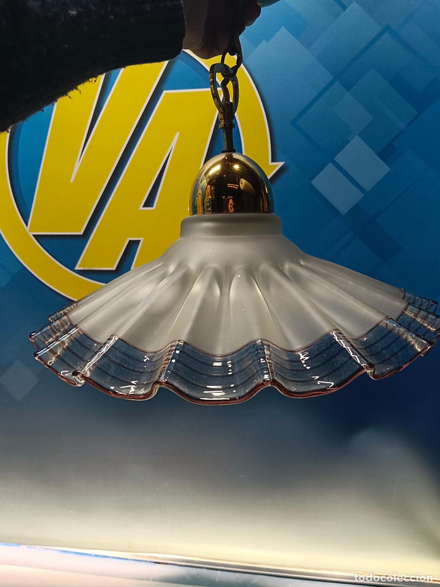 Antig&uuml;edades: tulipa de cristal, Lampara de techo, vintage, dise&ntilde;o art deco