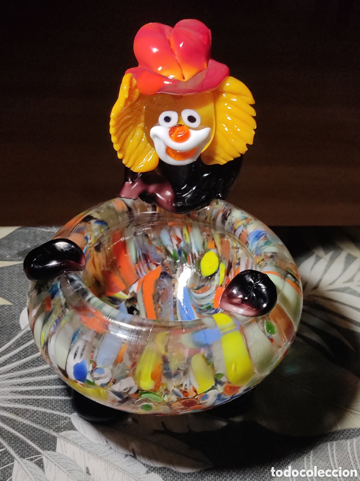 Antig&uuml;edades: Gran Payaso Bombonera,caramelera de cristal de Murano.Vintage.