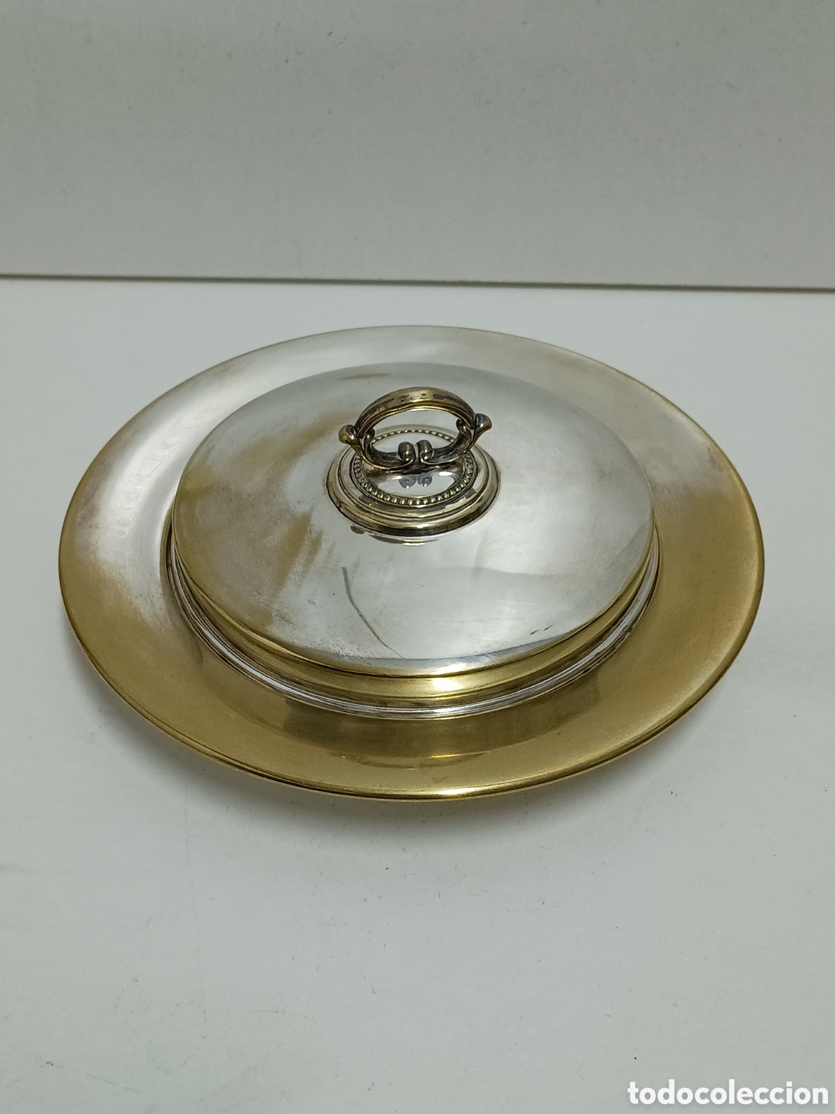 Antiquit&auml;ten: LEGUMBRERA MTL BA&Ntilde;ADA EN PLATA - 21,5cm