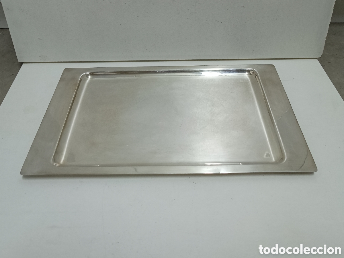 Antiquit&auml;ten: BANDEJA DE ALPACA PLATEADA CRUZ DE MALTA 33,5x21,5cm
