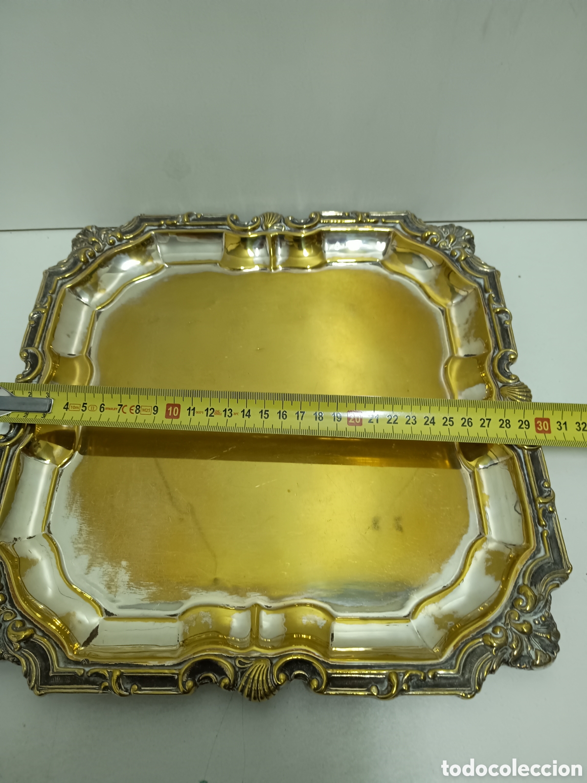 Antig&uuml;edades: BANDEJA DE METAL PLATEADA 30x30cm - Foto 4