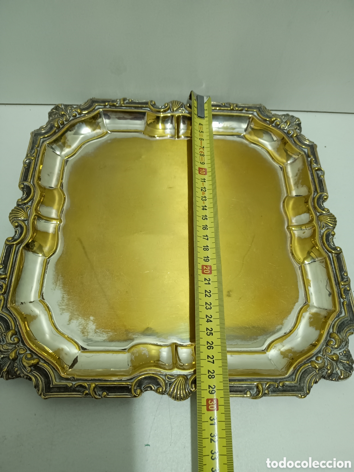 Antig&uuml;edades: BANDEJA DE METAL PLATEADA 30x30cm - Foto 5