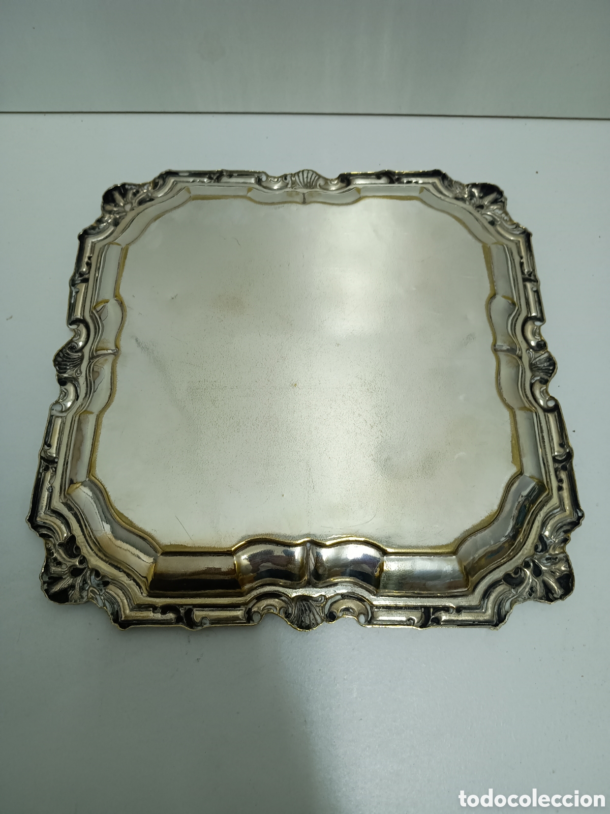 Antig&uuml;edades: BANDEJA DE METAL PLATEADA 30x30cm - Foto 6