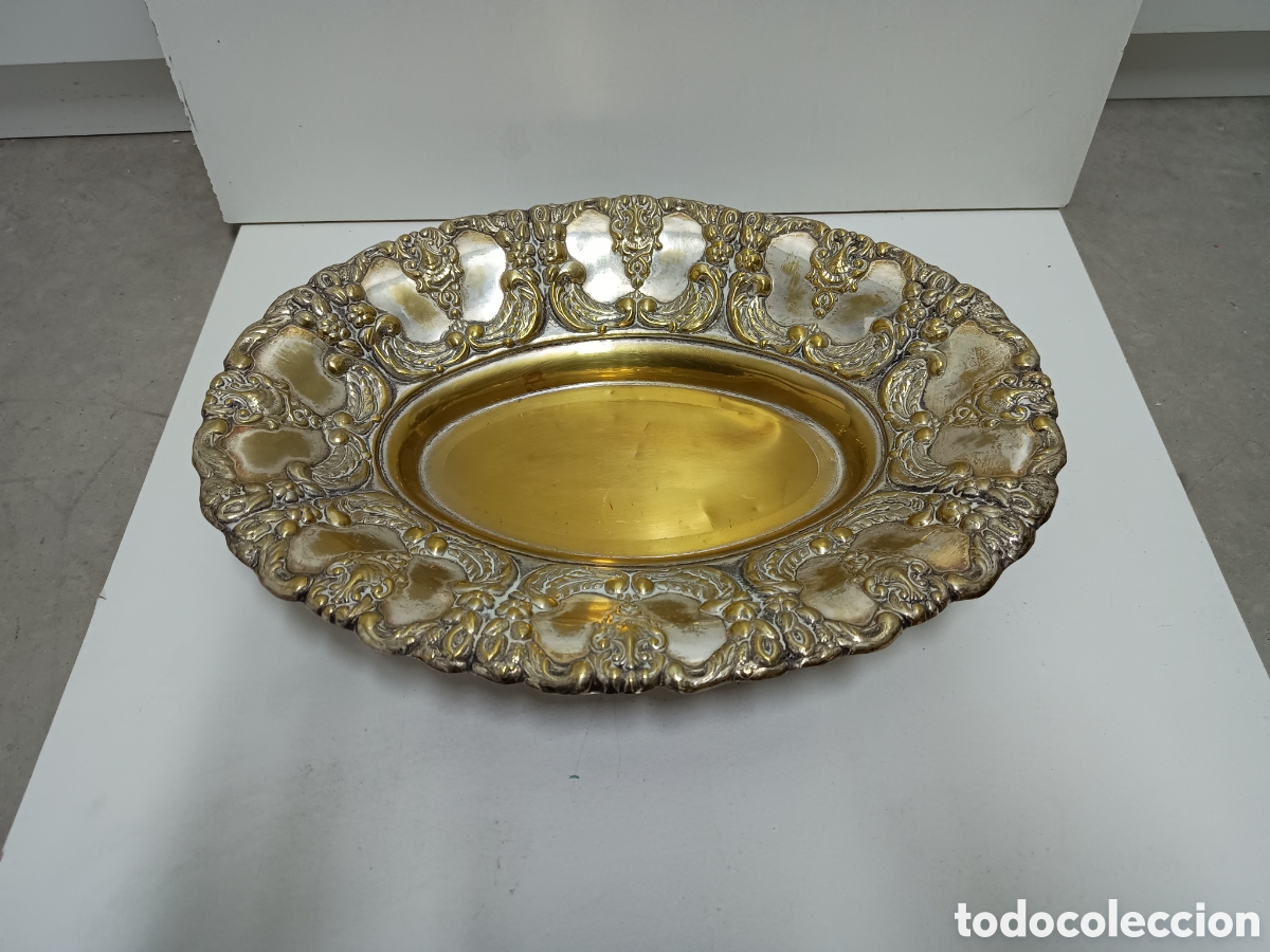 Antiquit&auml;ten: FUENTE DE METAL PLATEADA 36x27cm
