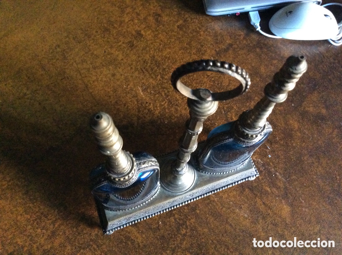 Antig&uuml;edades: Perfumero indu bronce y cristal - Foto 2
