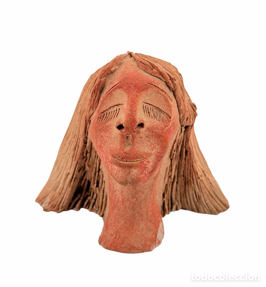 Antiguidades: Figura de Busto de Cer&aacute;mica de Barro Art&iacute;stica