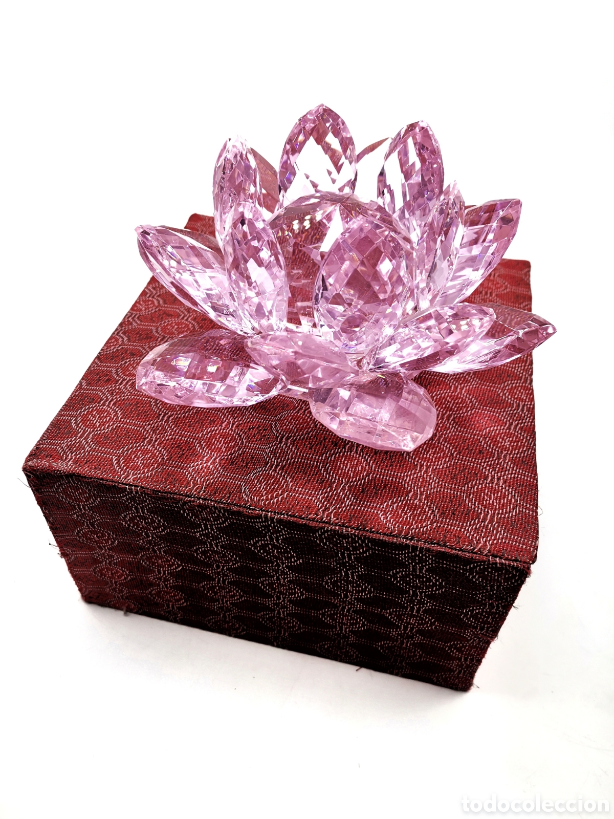 Oggetti Antichi: BONITA FLOR DE LOTO DE CRISTAL ROSADO REPRESENTACI&Oacute;N DE LA BUENA FORTUNA