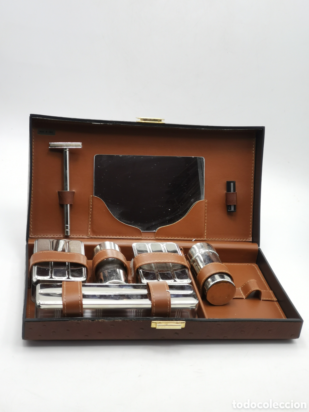 Antiquit&auml;ten: ESTUCHE VINTAGE DE ASEO DE CUERO PARA CABALLERO ITALY