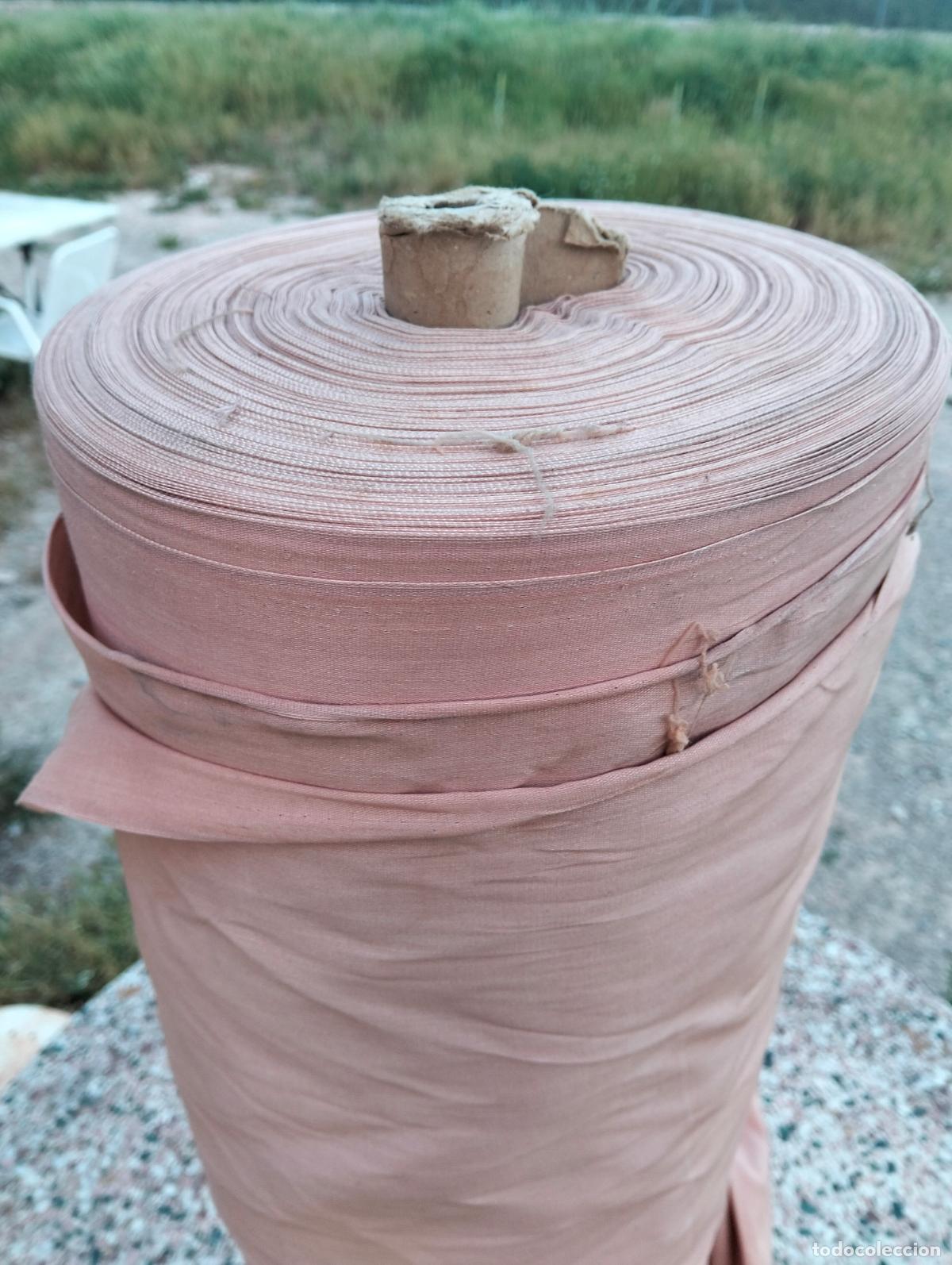 Antig&uuml;edades: 1 metro de tela antigua color rosa pastel salm&oacute;n rosado 90 cm de ancho, 1M tela a metros