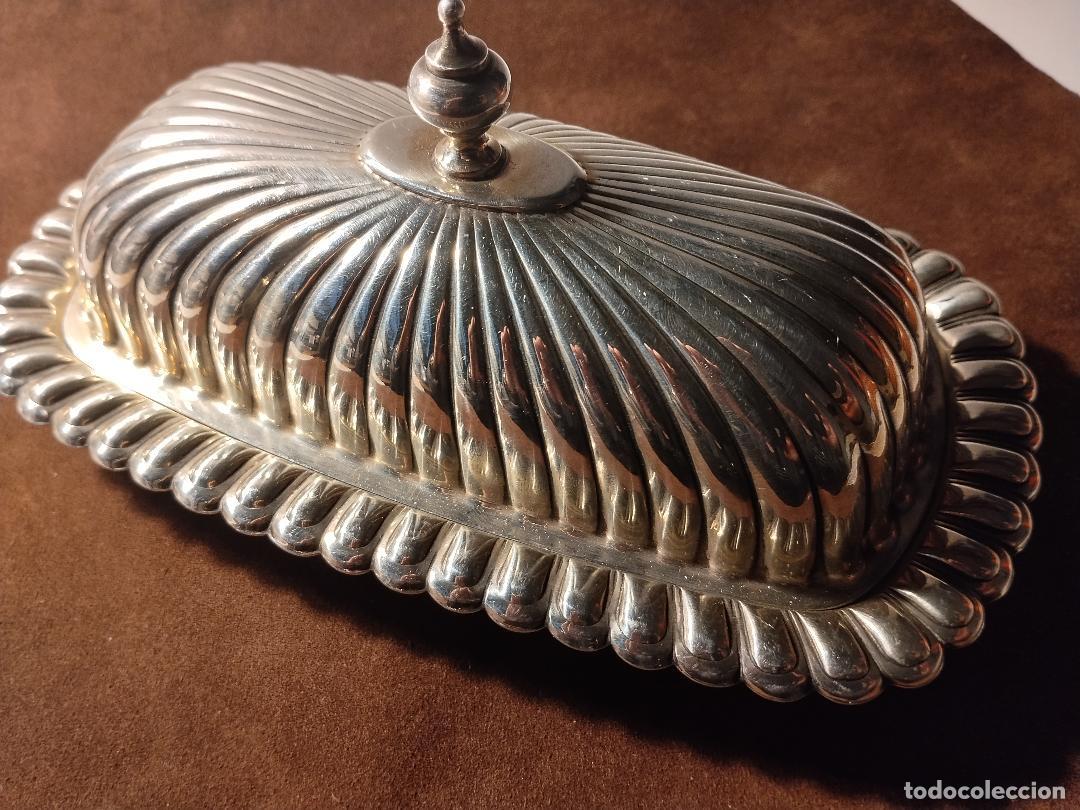 Antig&uuml;edades: Mantequillera Meneses &ndash; metal plateado &ndash; vintage