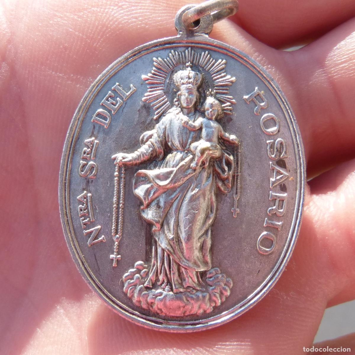 Oggetti Antichi: Medalla de san Vicente Ferrer, timete deum, su celda, nuestra se&ntilde;ora del rosario, 14,96gr. 40x30mm
