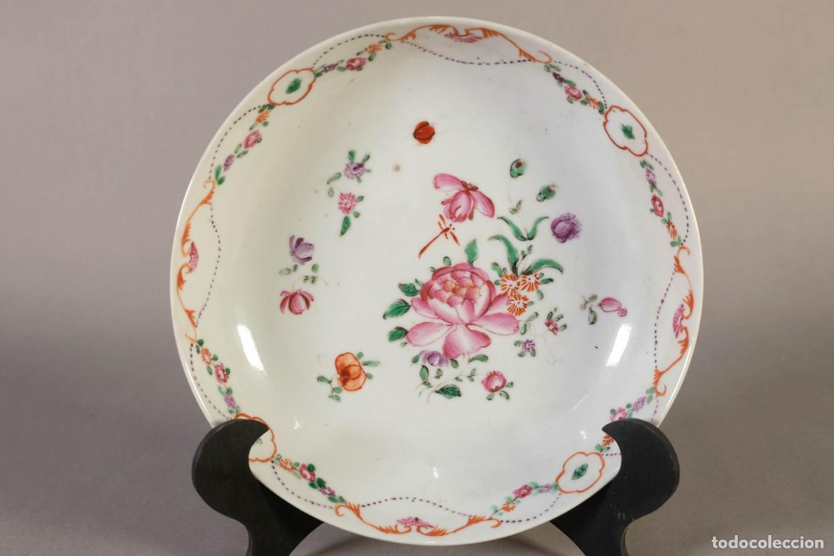 Antig&uuml;edades: PLATO EN PORCELANA COMPA&Ntilde;IA DE &Iacute;NDIAS PINTADO A MANO SIGLO XVIII