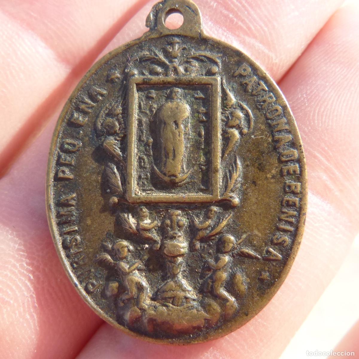 Antig&uuml;edades: Medalla de la purisima peque&ntilde;a patrona de benisa, 2&ordm; centenario 1884. Benissa purissima xiqueta.