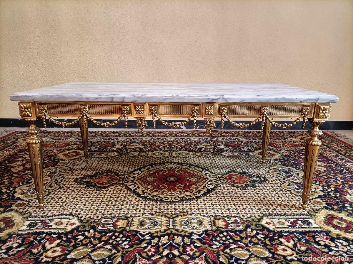 Antig&uuml;edades: Consola antigua de m&aacute;rmol blanco y bronce - Foto 2