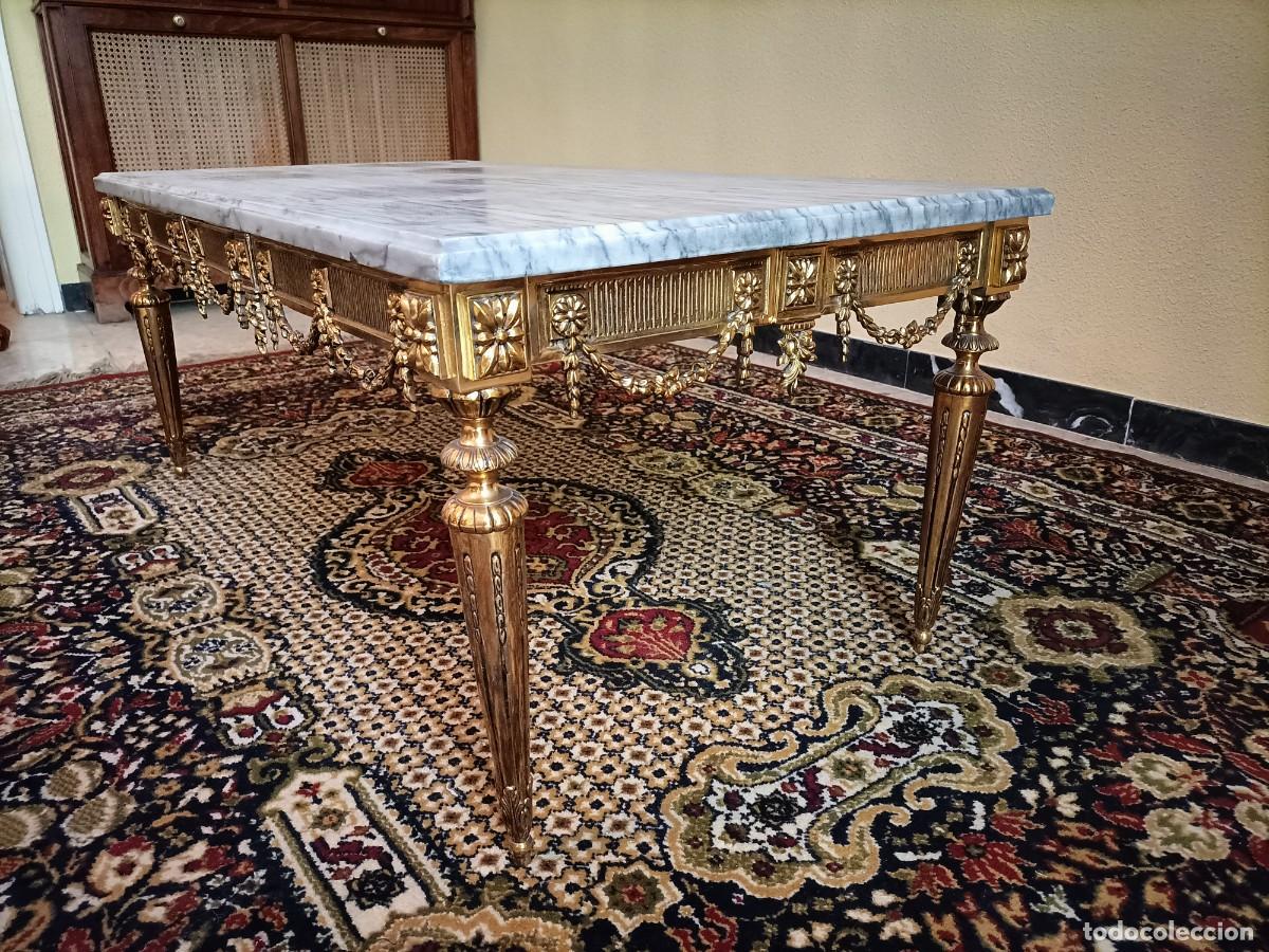 Antig&uuml;edades: Consola antigua de m&aacute;rmol blanco y bronce - Foto 3