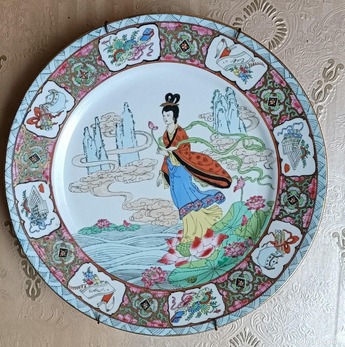 Antig&uuml;edades: Plato decorativo pintado a mano