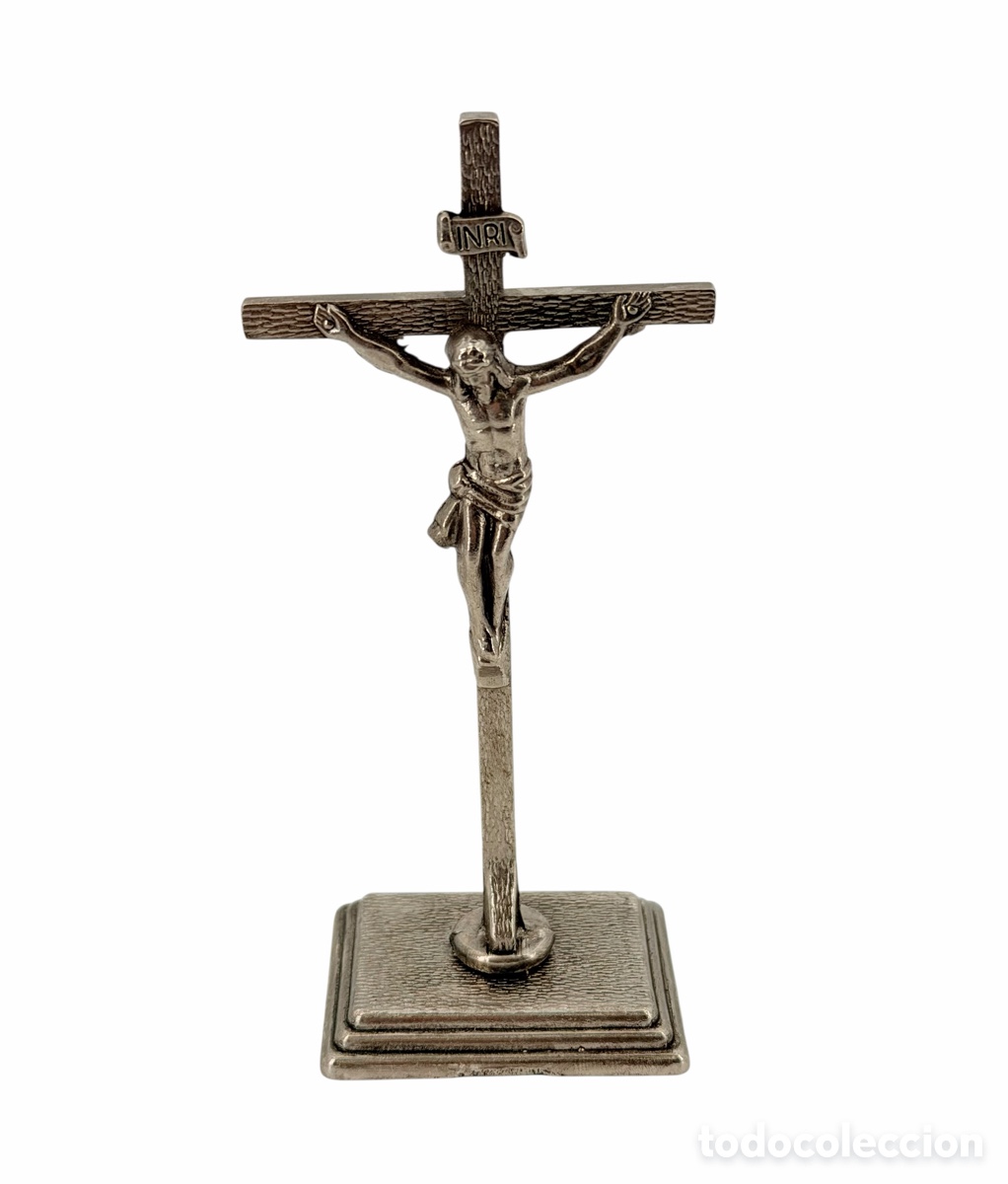 Antiguidades: Crucifijo Antiguo Plateado