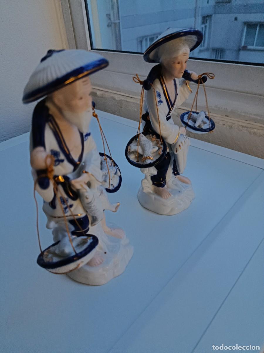Antig&uuml;edades: Figura porcelana china pescadores